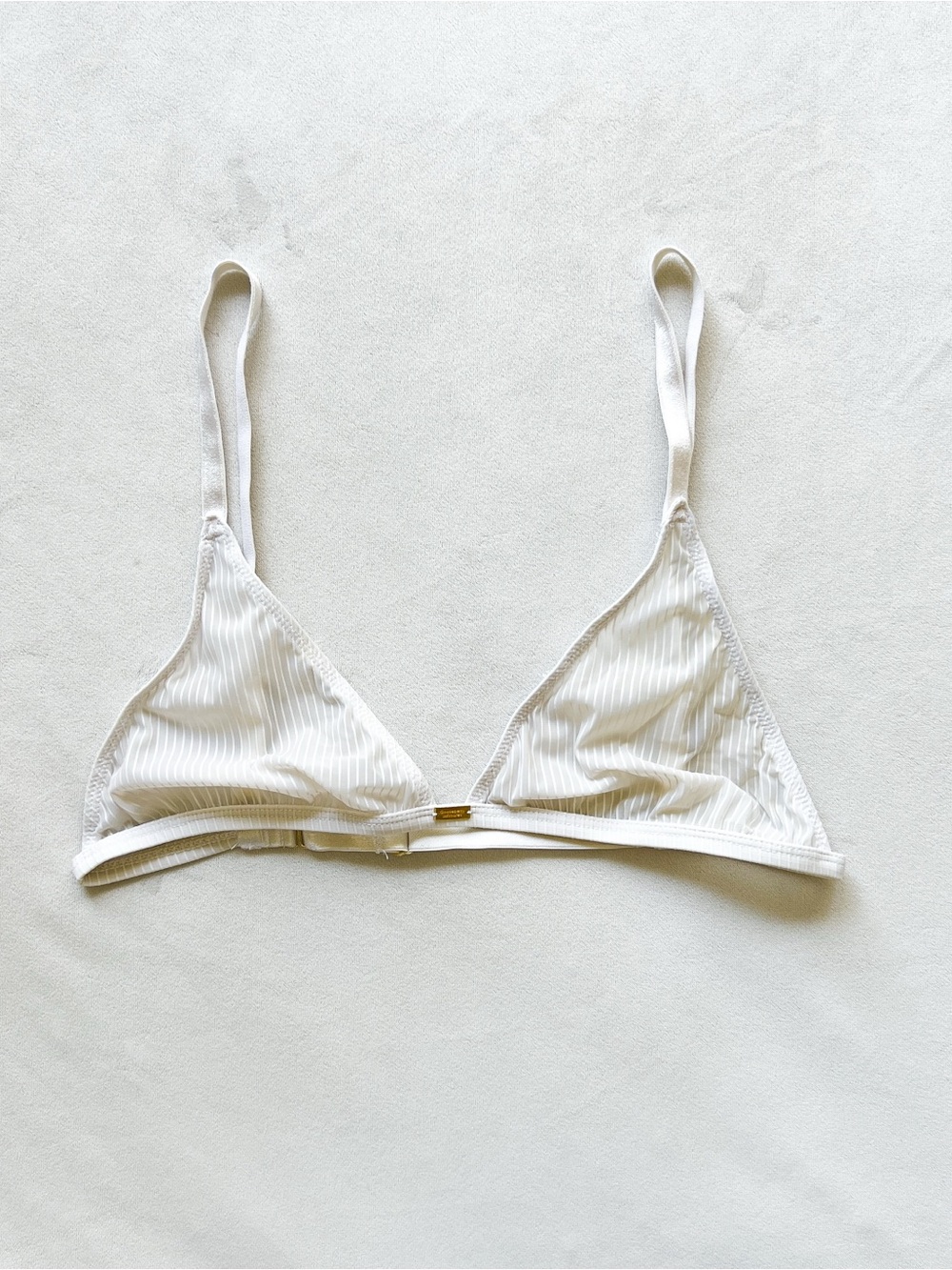 Gooseberry Intimates Sheer Stripe Triangle Bralette in White - Small